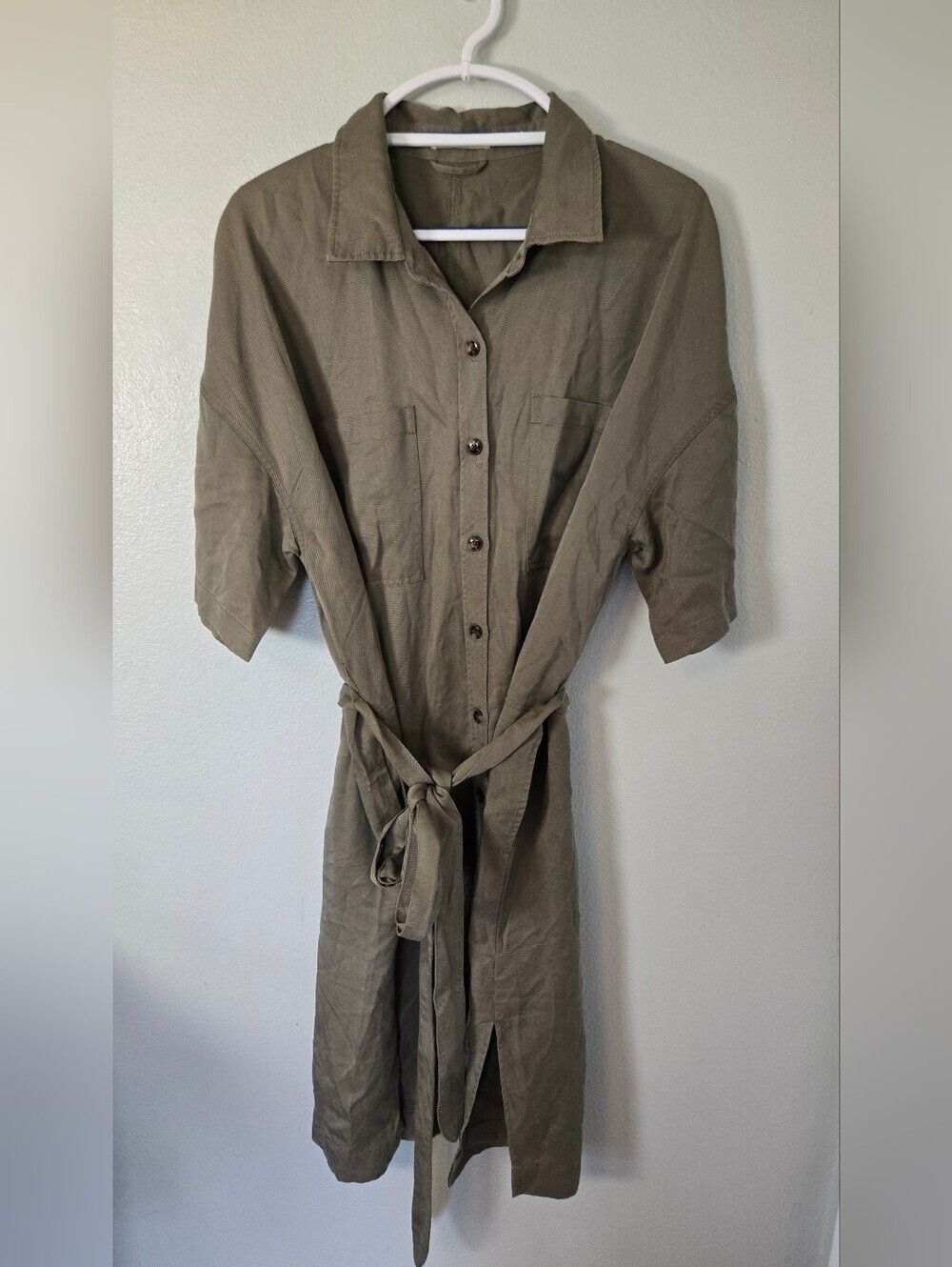Marine Layer | Renata Dress Olive Green Belted Shirt Dress Size XL - Picture 3 of 13